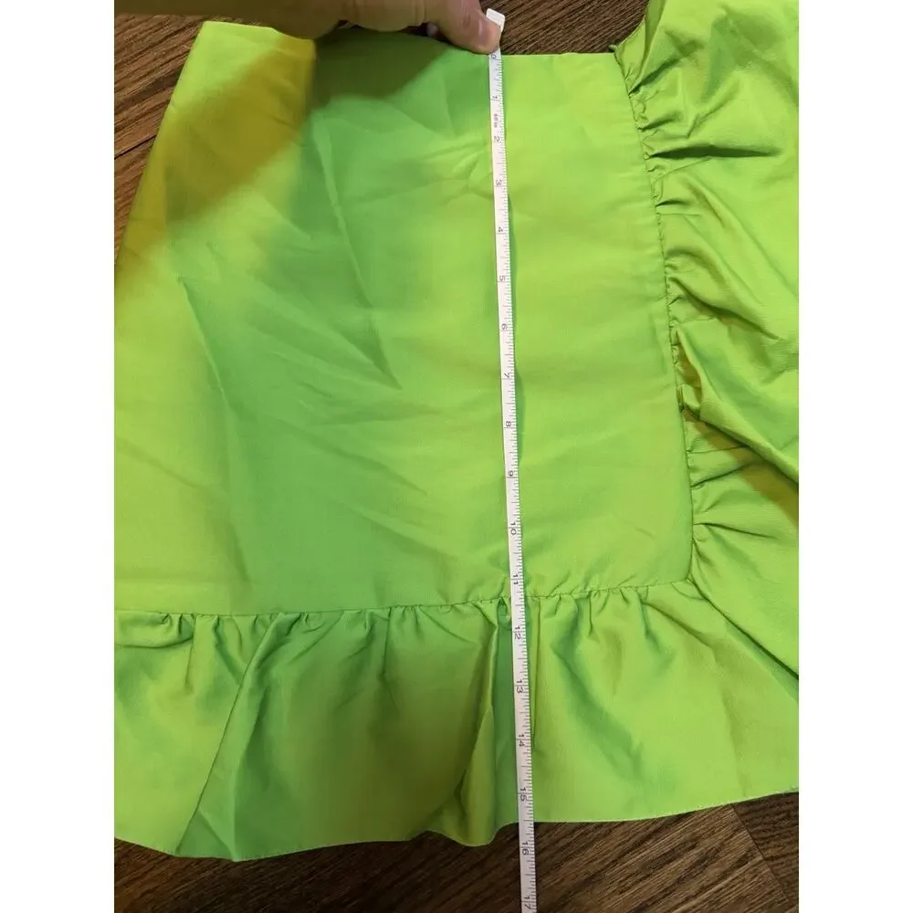 Sandro Womens Mini Skirt Ruffle Ruffles Green FR 34/ US 2 XS SFPJU00781 NWT $245